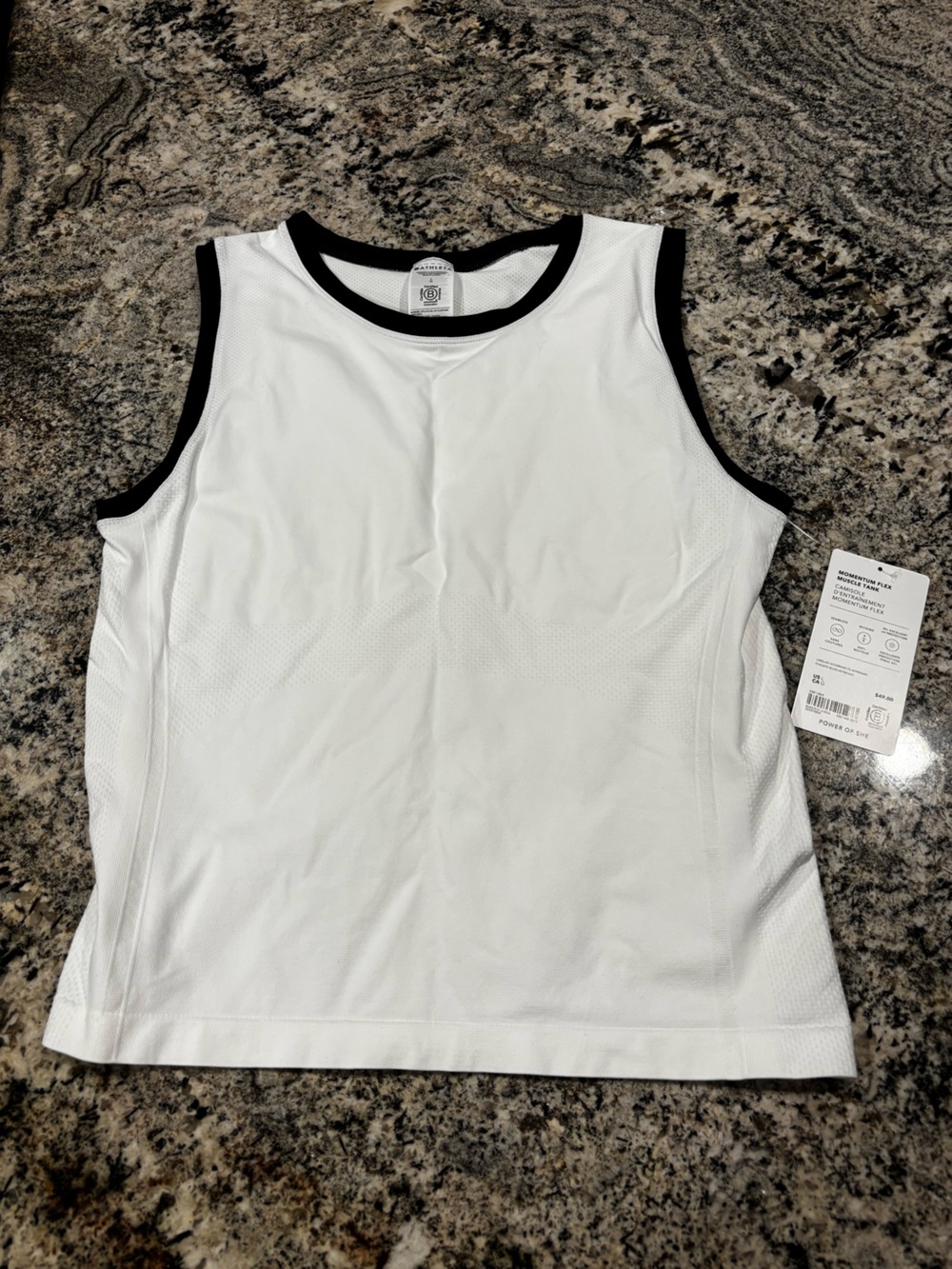 Women's White Tank Top with Black Trim -